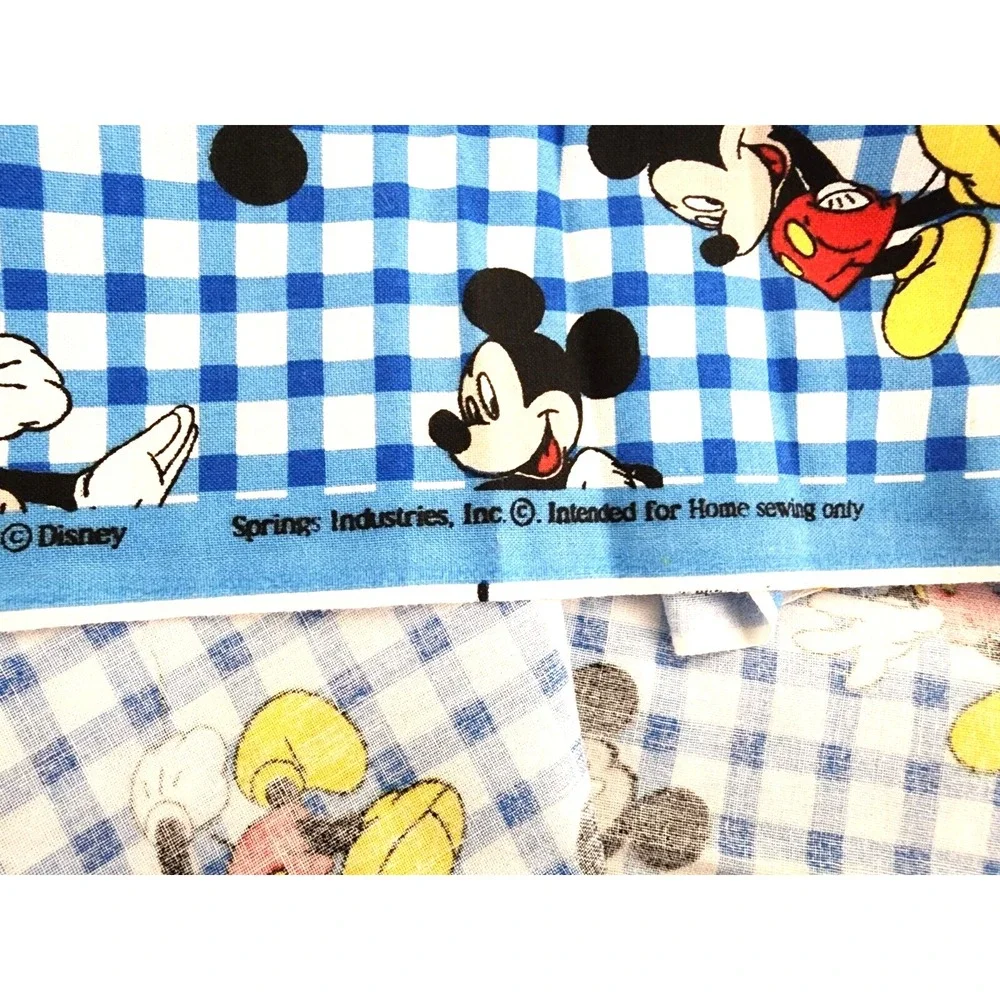 Disney  Springs Mickey‎ Mouse On Woven Plaid Cotton Fabric - 3 yards